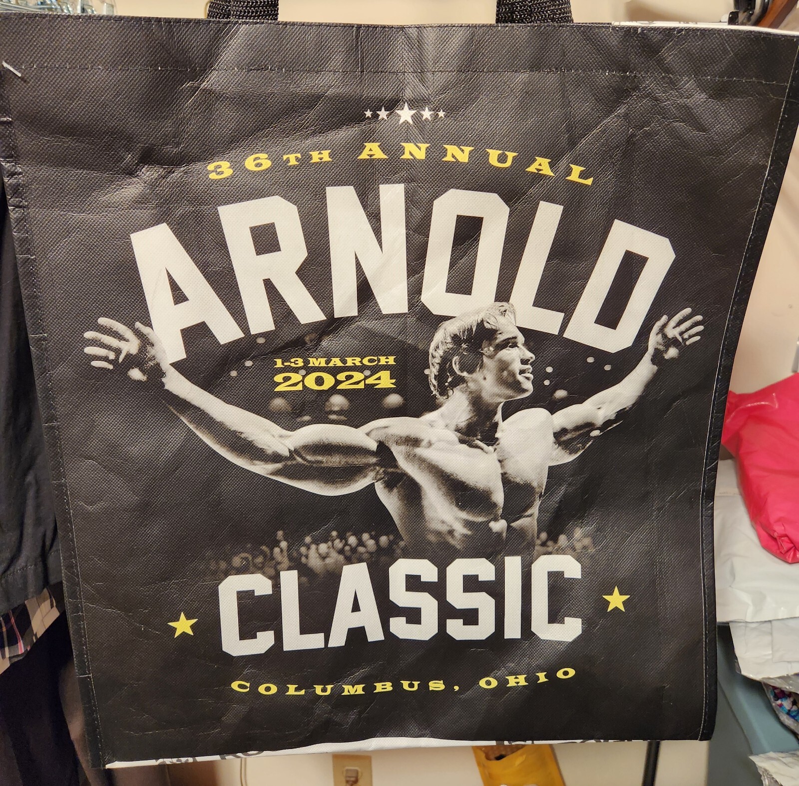 Arnold Classic 2024 Tote bag 18.5x17x7.5 black small stain