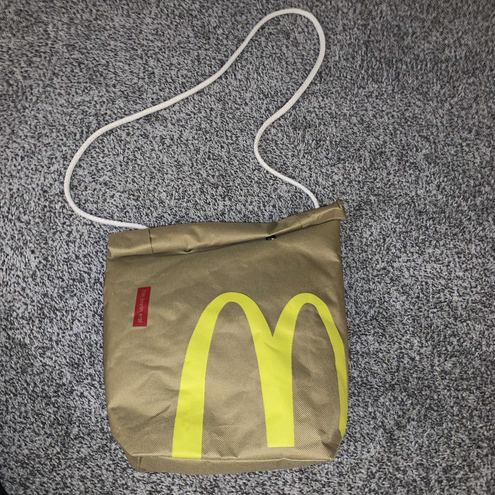 McDonald’s Logo Reusable Tote Shopping Bag Snap Closure Brown/Yellow