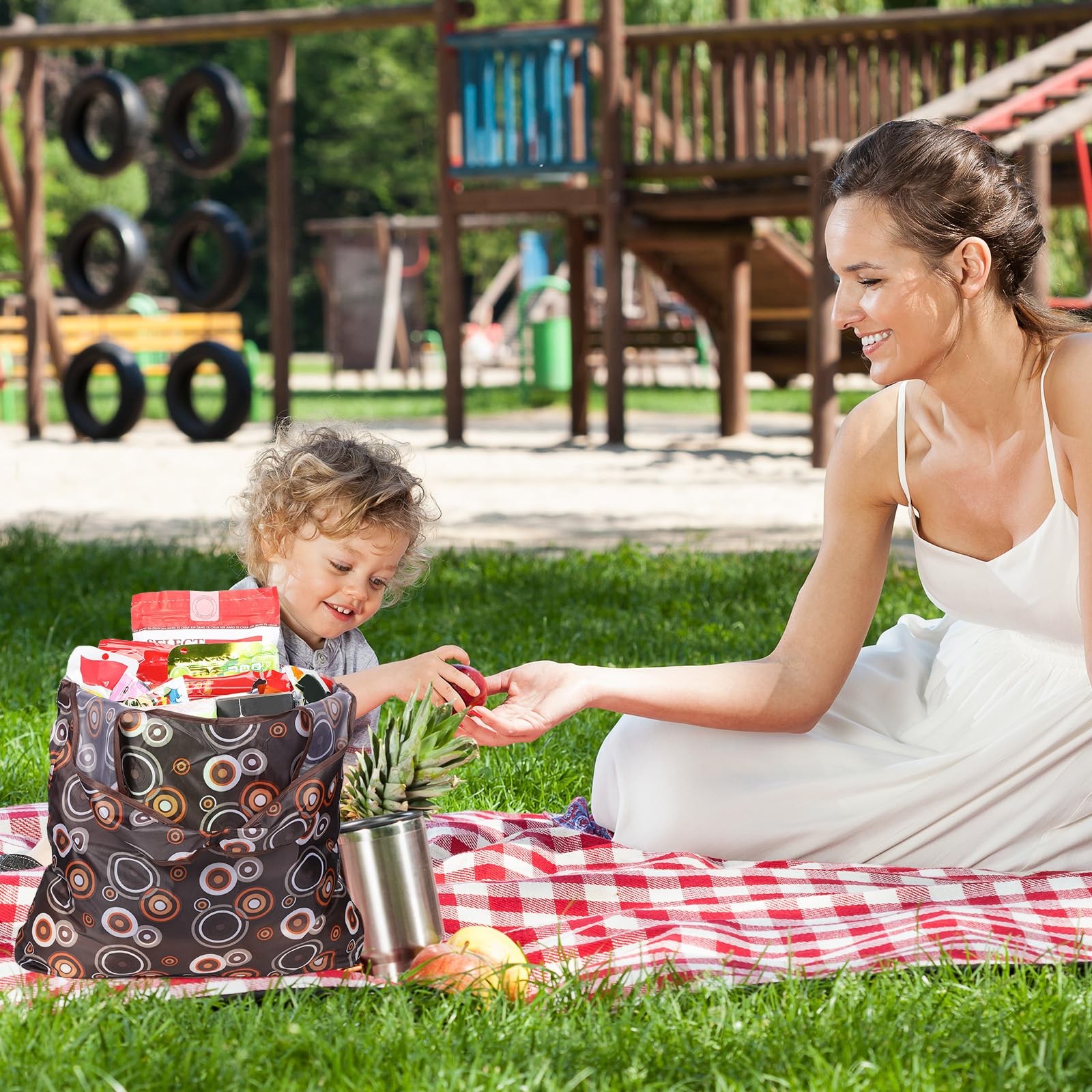 18 Pieces Foldable Reusable Shopping Bags Machine Washable Grocery Bags Water…