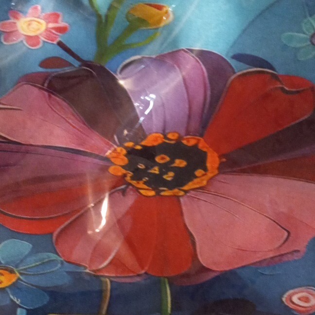 Floral Reusable Tote Shopping Bag Blue/Multicolor 45 cm L x 13 cm W x 33 cm H