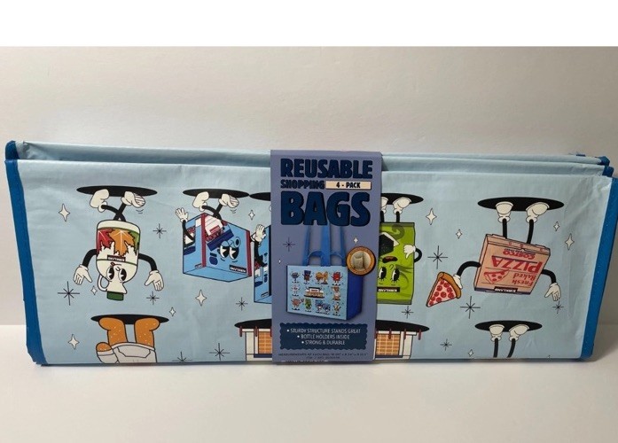 Costco KeepCool Character Reusable Tote Bags 4-Pack Large Shopping Bags New