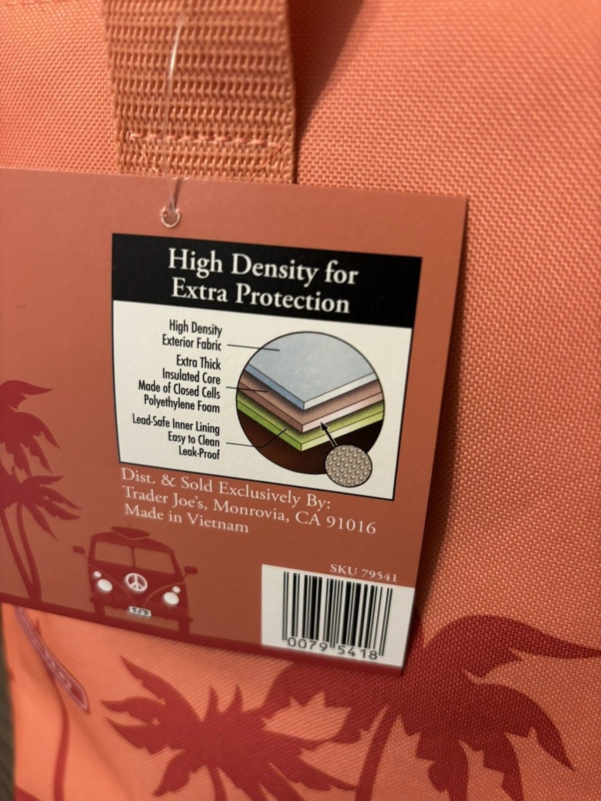 Trader Joe’s Large Insulated Reusable Tote Bag 8 Gallon Peach Color New Pink