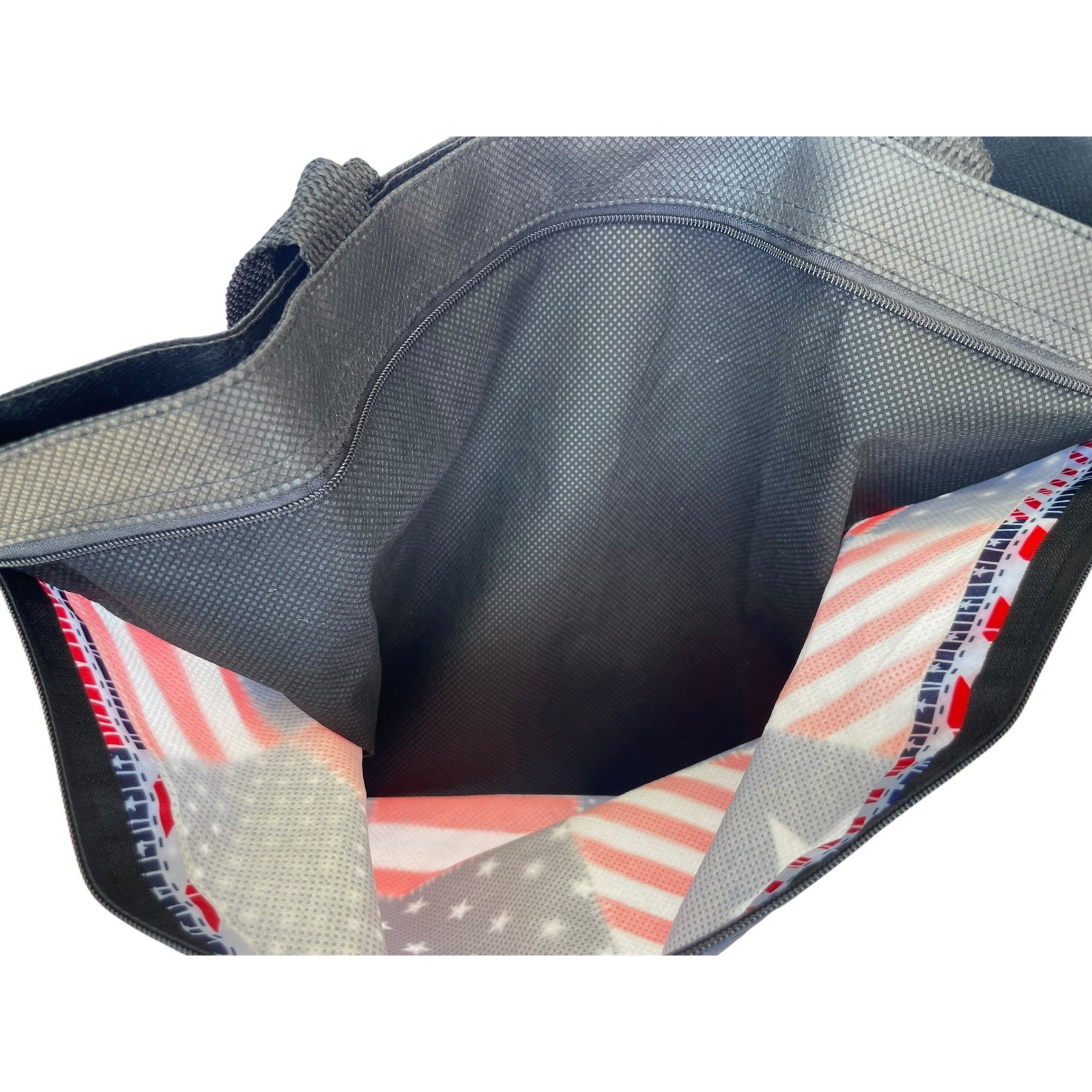 Tote Bag Unisex Large Red White Blue Excellent USA Flag Patchwork Print
