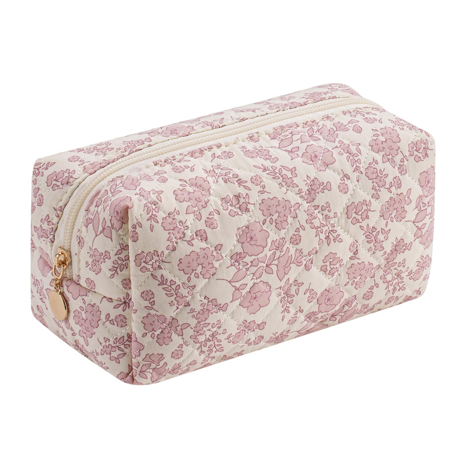 JOVAKIT Square Makeup 7.5 inches x 3.5 x 4.3 inches, Light Pink Floral
