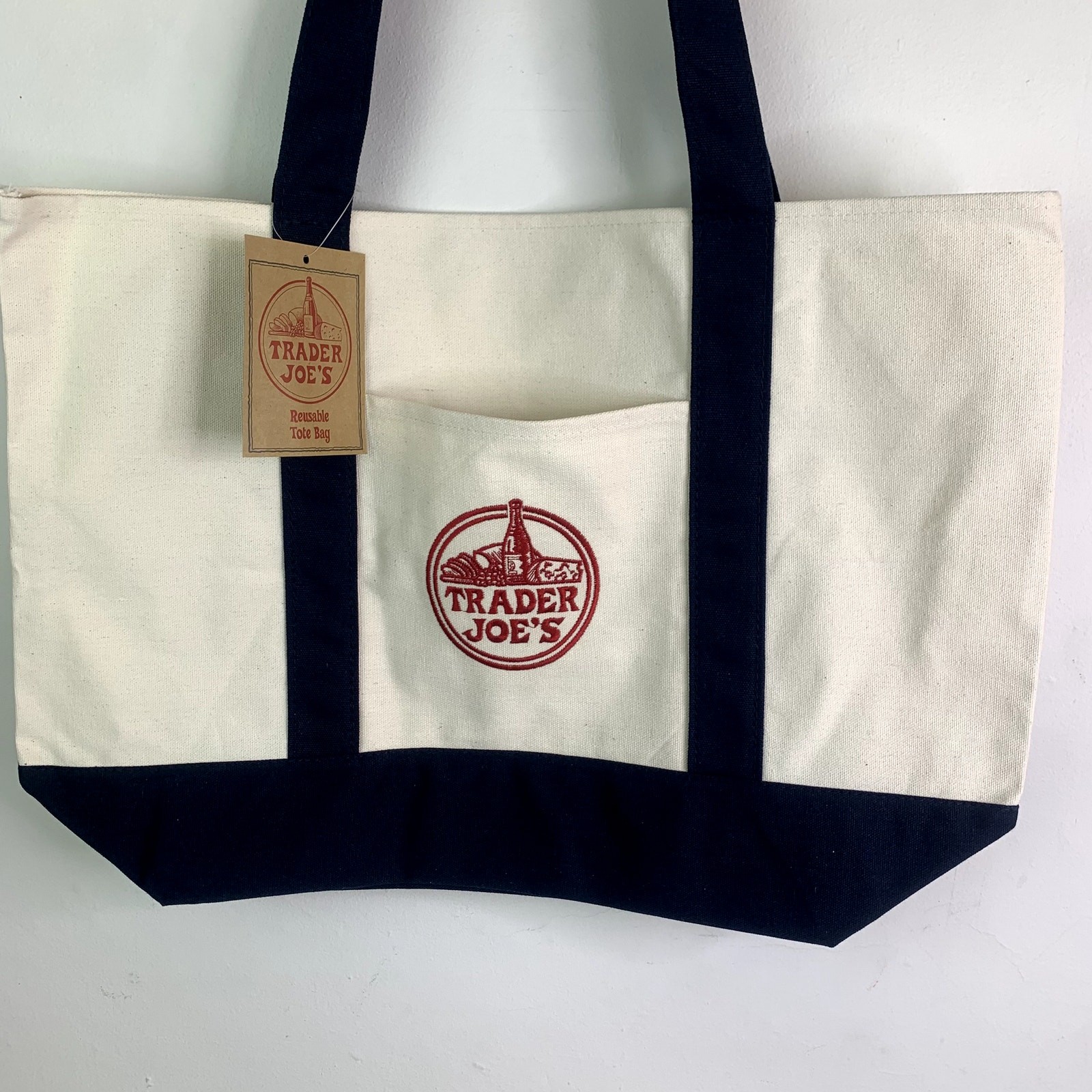 Lot of 4 Trader Joe’s Canvas Tote Bag Navy Red Grocery Shopping Eco Reusable NWT