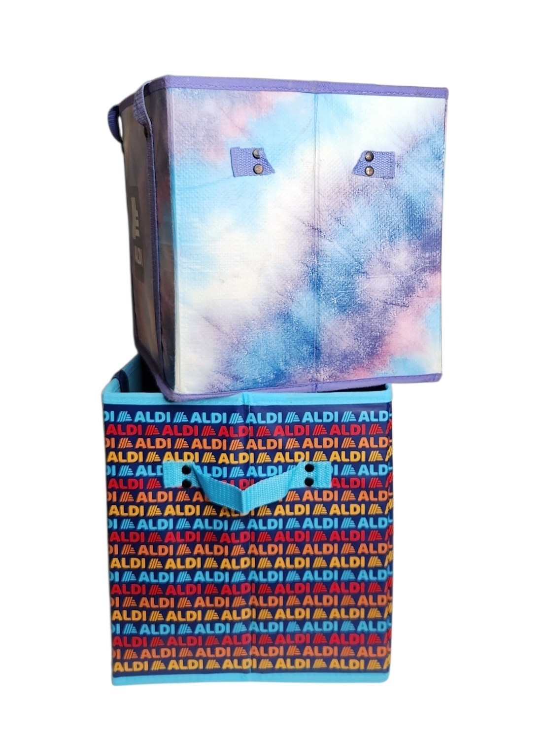 ALDI 2 Collapsible Box Bags 14 x 10 x 11 Tie Dye 2021 / Blue Navy 2025