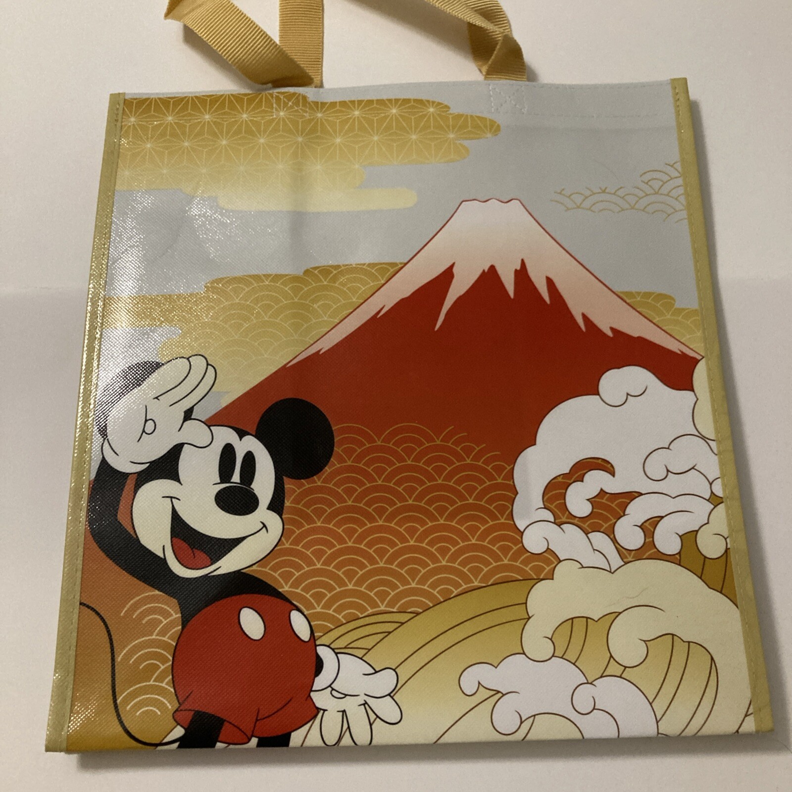 Disney Store Tokyo Japan Mickey Mouse Mt Fuji Tote Bag Ocean Waves Shopper New
