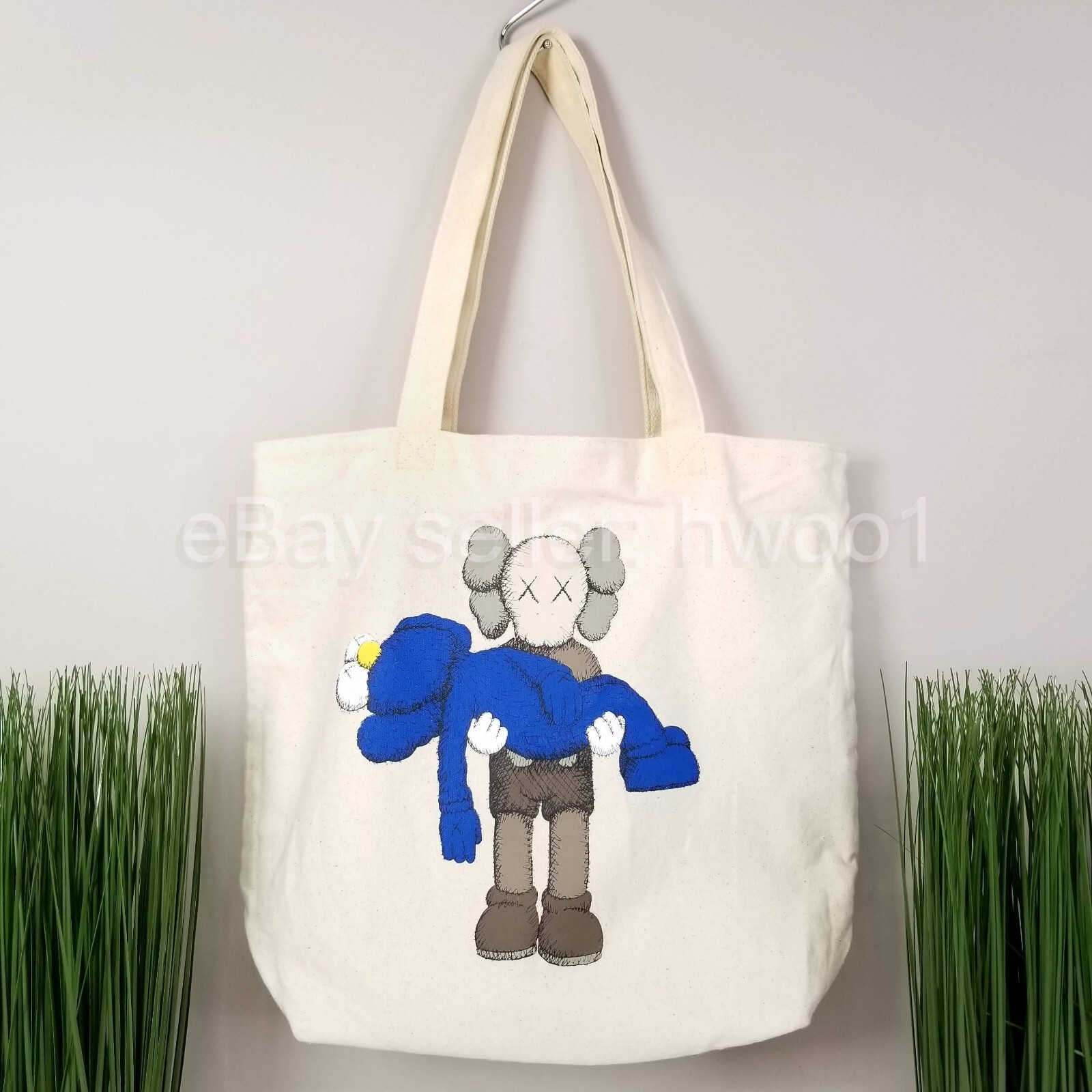 Kaws x Uniqlo Companion Reusable Canvas Tote Grocery Bag, Newly Cleaned