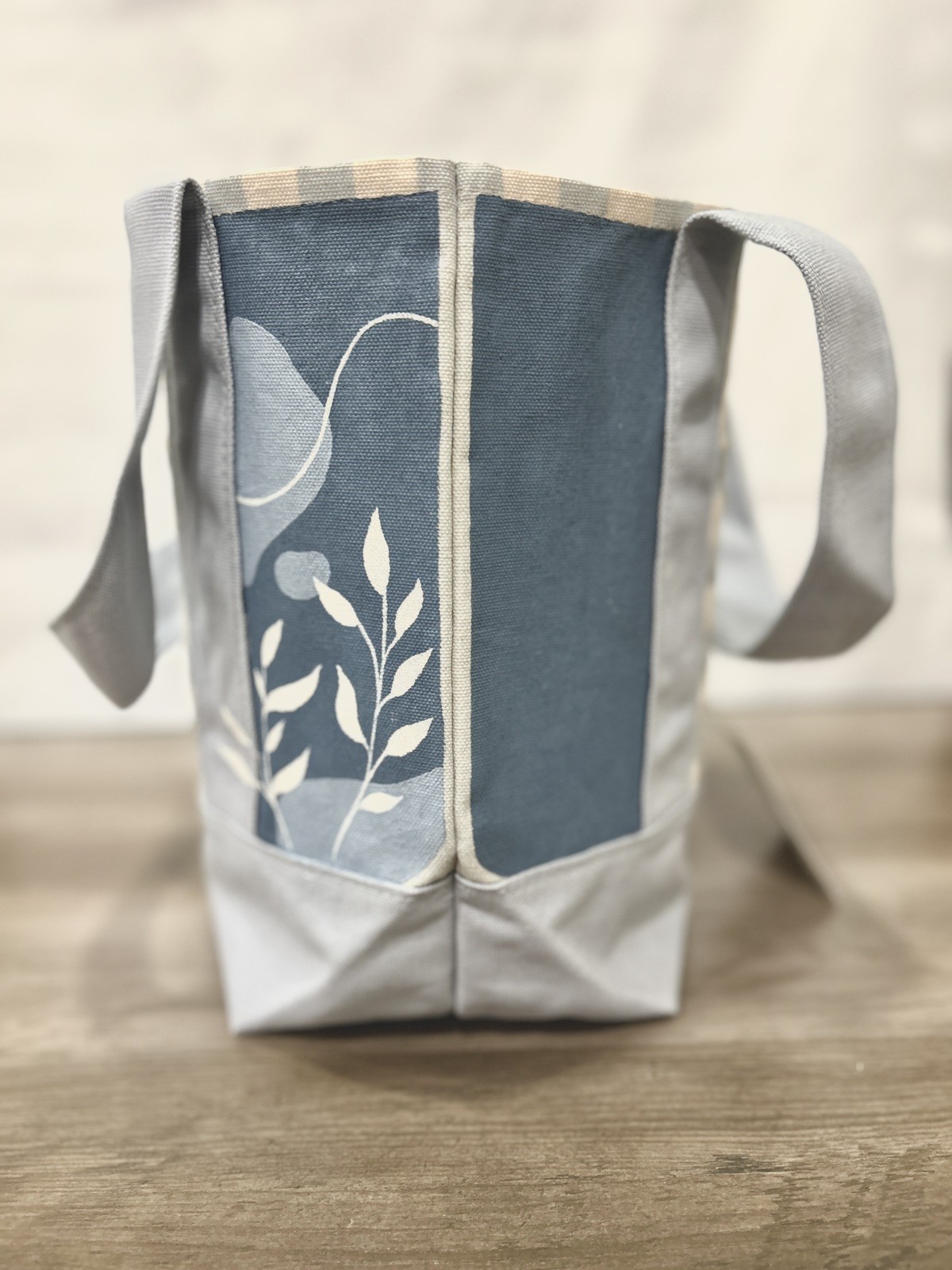 Made To Order – Hand-Painted Trader Joe’s Striped Mini Blue Tote — Botanicals