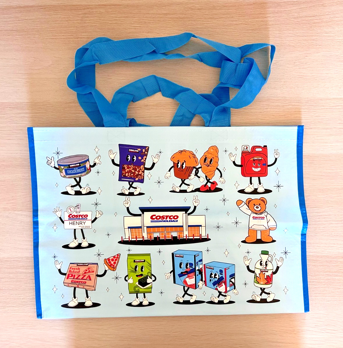 Costco Character Reusable Shopping Tote Bag Cartoon Food Court Grocery NEW Qty 1