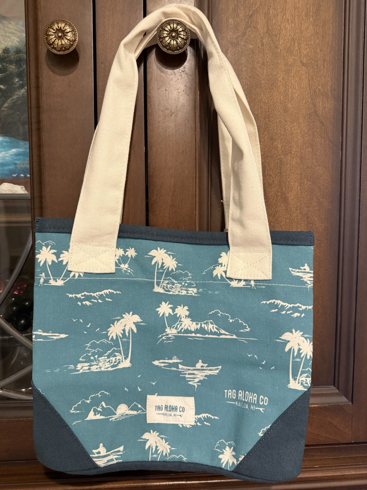 Whole Foods Hawaii Aqua Blue Island Kailua Mini Tote Bag Exclusive Tag Aloha NEW