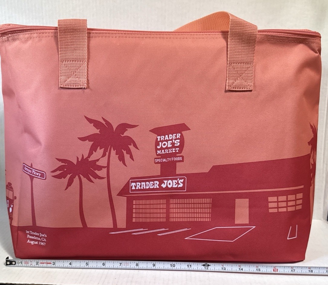Trader Joe’s Insulated Tote Cooler Bag – PEACH Pastel Large RELEASED 5/6/25