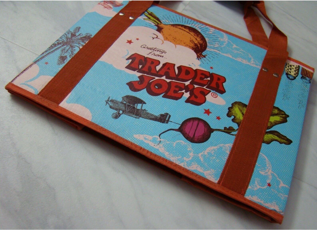 New Trader Joe’s Stand Up Collapsible Reusable Grocery Tote Shopping Bag