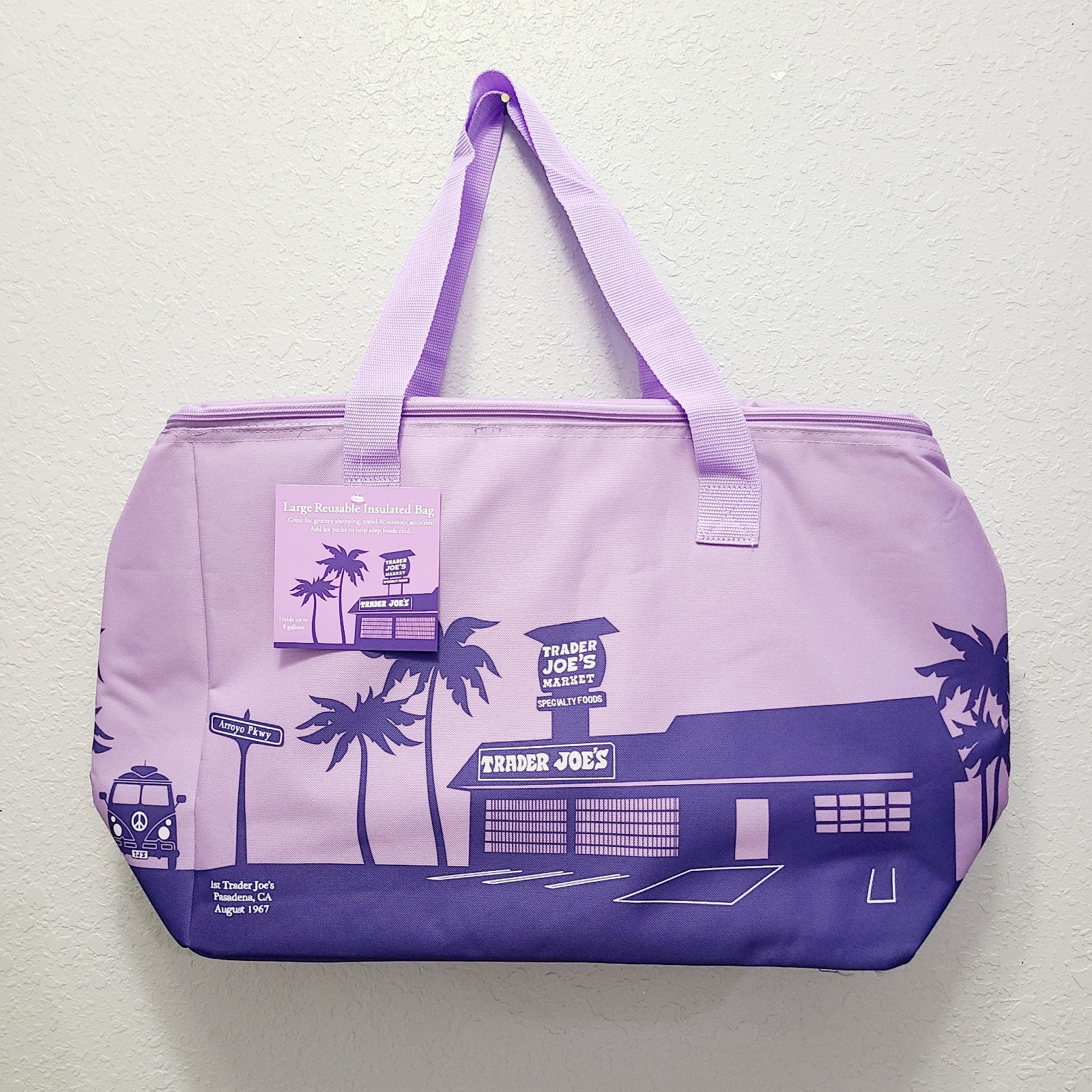 TRADER JOE’S NEW SPRING 2026 Large Reusable Insulated Bag 8 Gallons Purple Rain
