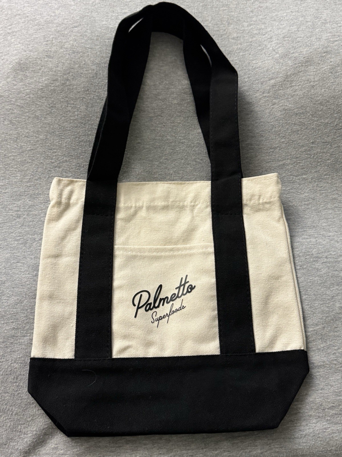 Palmetto Superfoods Black Canvas Mini Tote With Snap Closure & slip Pocket NEW