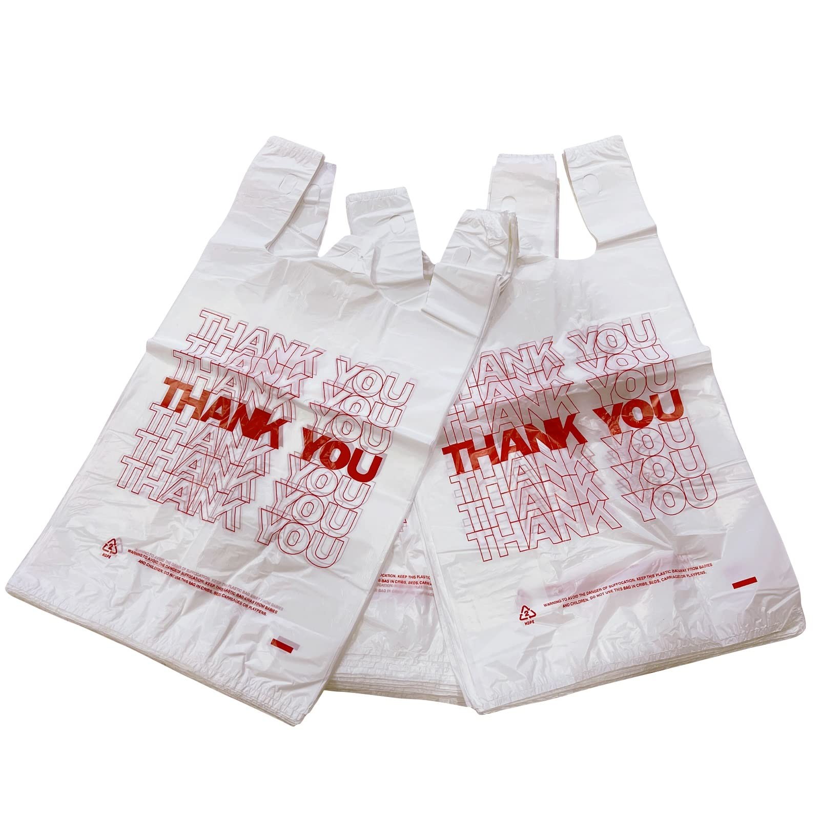 TashiBox “Thank You” Plastic Grocery Bags with Handles 400 Count 11.5×6.25×21