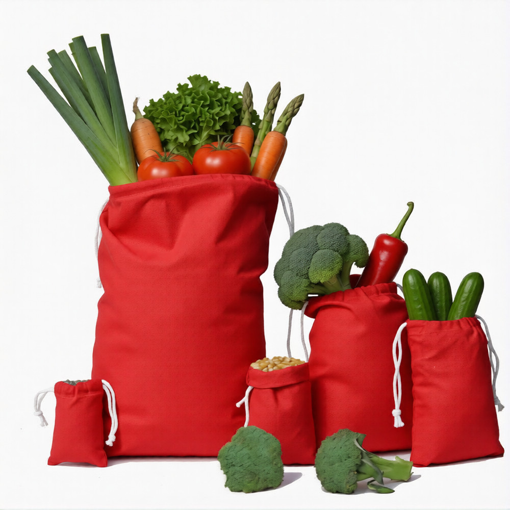 CharkaBags – 3 x 5 Inches Red Reusable Drawstring Muslin Bags – Premium Quality