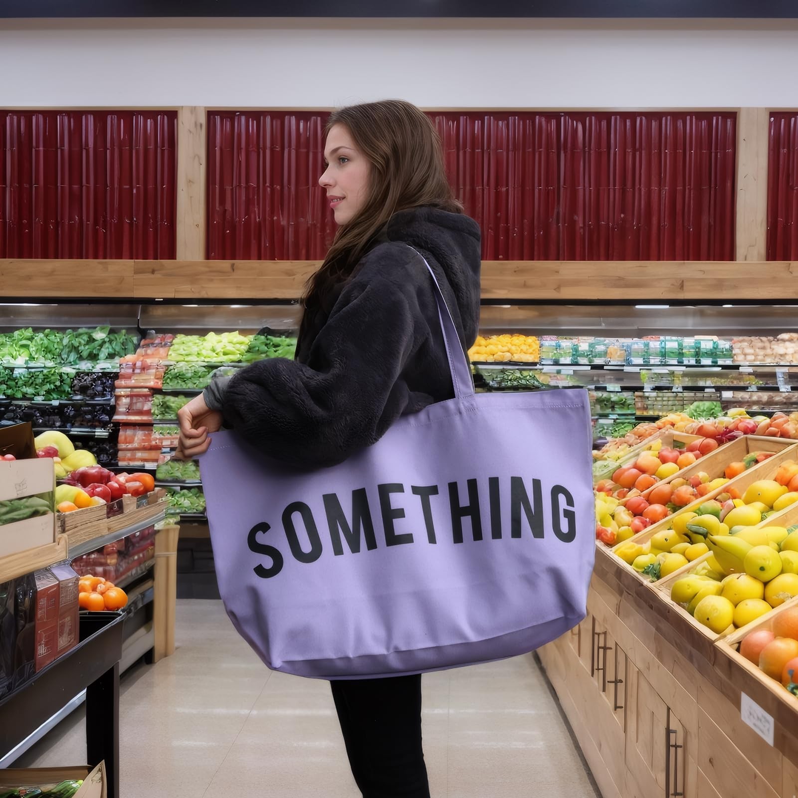 Large Canvas Tote Bag – Extra Large Shopping Bag for Women Beach Totes Bags R…