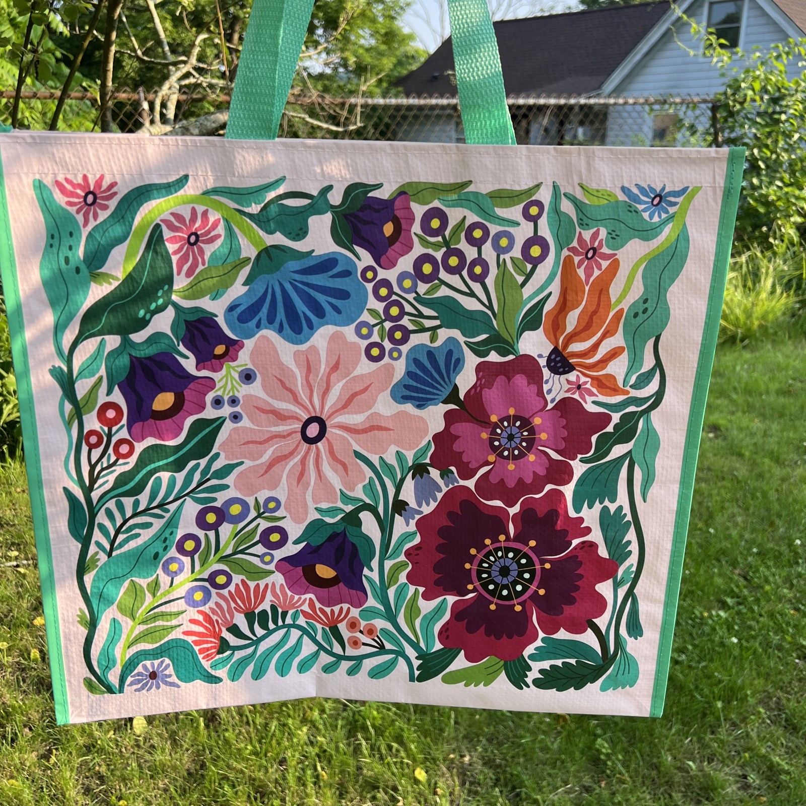 REUSABLE SHOPPING TRAVEL TOTE BAG FLORAL🦋 ECO FRIENDLY TJX NEW