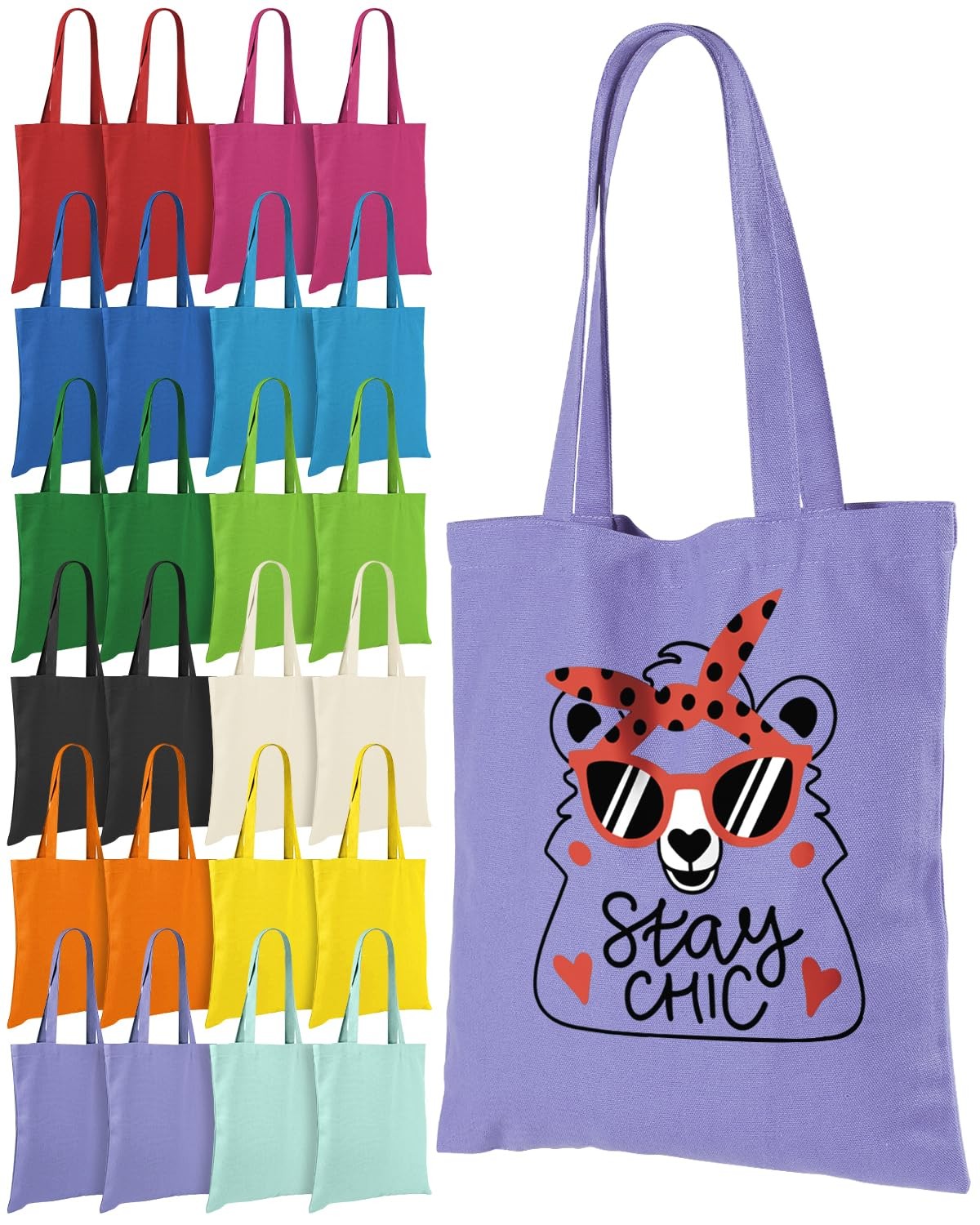 24 Pack Canvas Tote Bags for Sublimation, Painting, HTV – 10oz Non-Shrink Thick