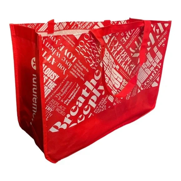Lululemon Reusable Red and White Holiday Jumbo Tote Shopping Storage Bag, New