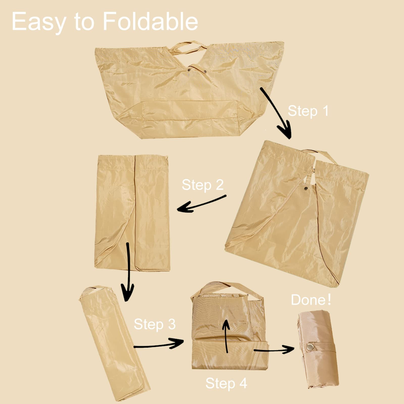 Brown Foldable Shopping Bag Groceries Portable Tote Waterproof Reusable Handle
