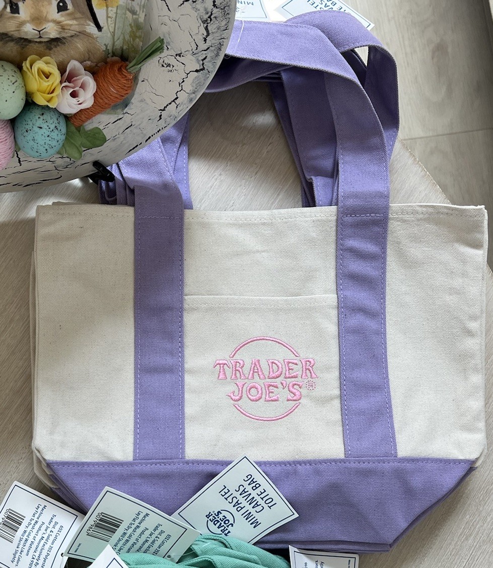 Trader Joe’s Easter Totes, PURPLE, PINK, GREEN, BLUE,