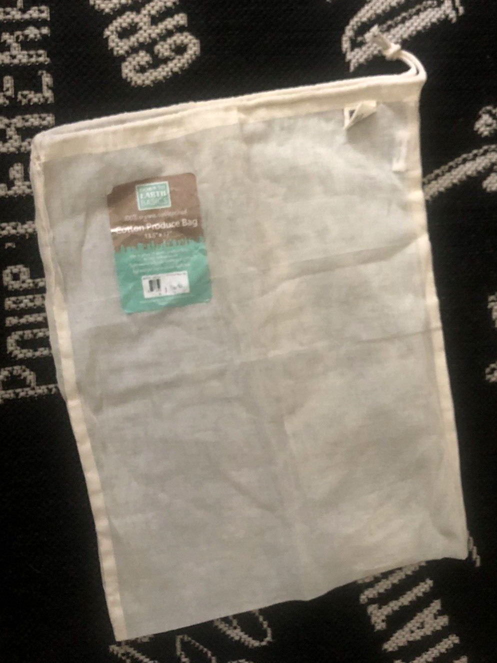 NWT DOWN TO EARTH BASICS Organic Unbleached COTTON 17″ PRODUCE BAG REUSE FRIDGE
