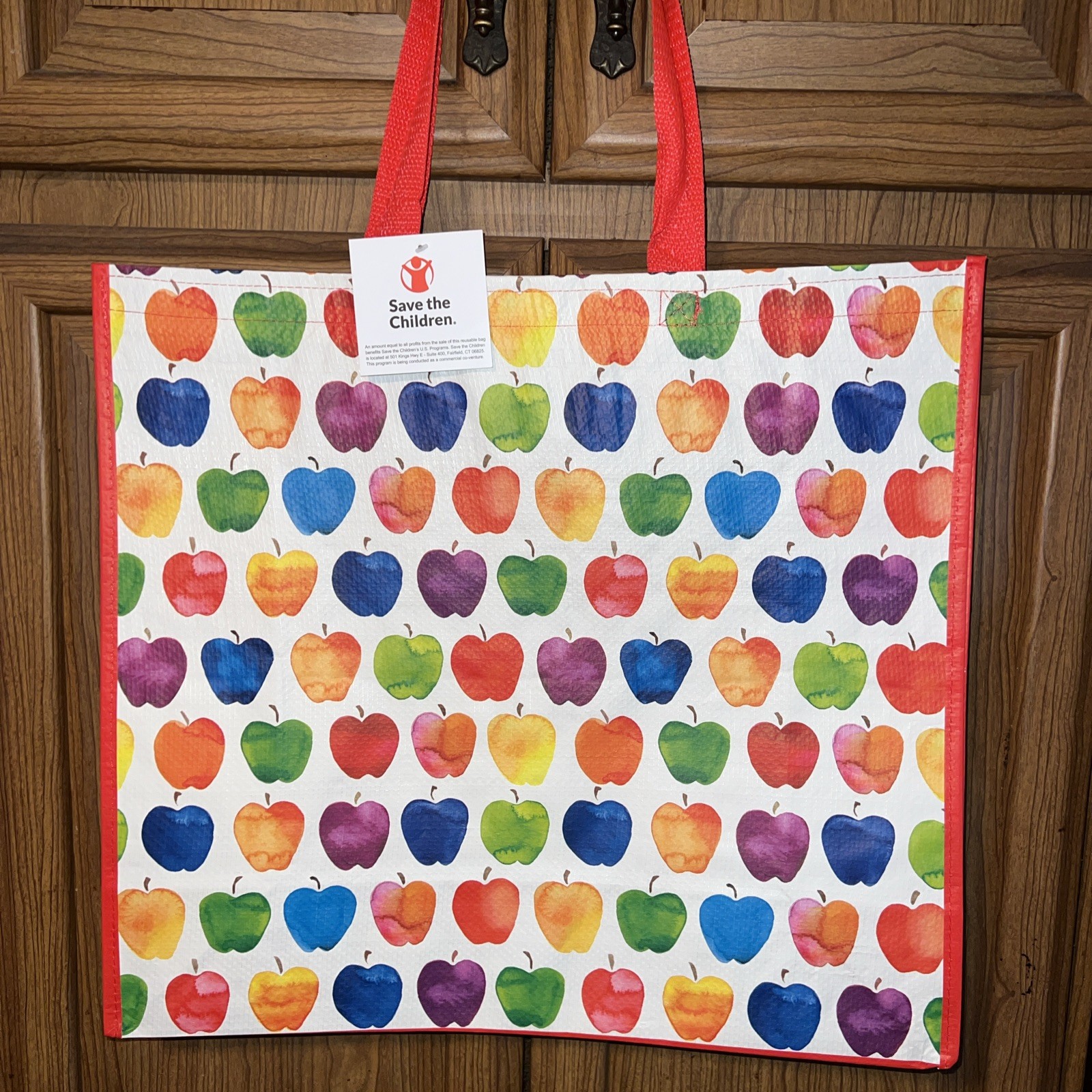 TJX Large Shopping Tote Bag COLORFUL 🍏Apples 🍎 Reusable Eco Friendly NEW NWT