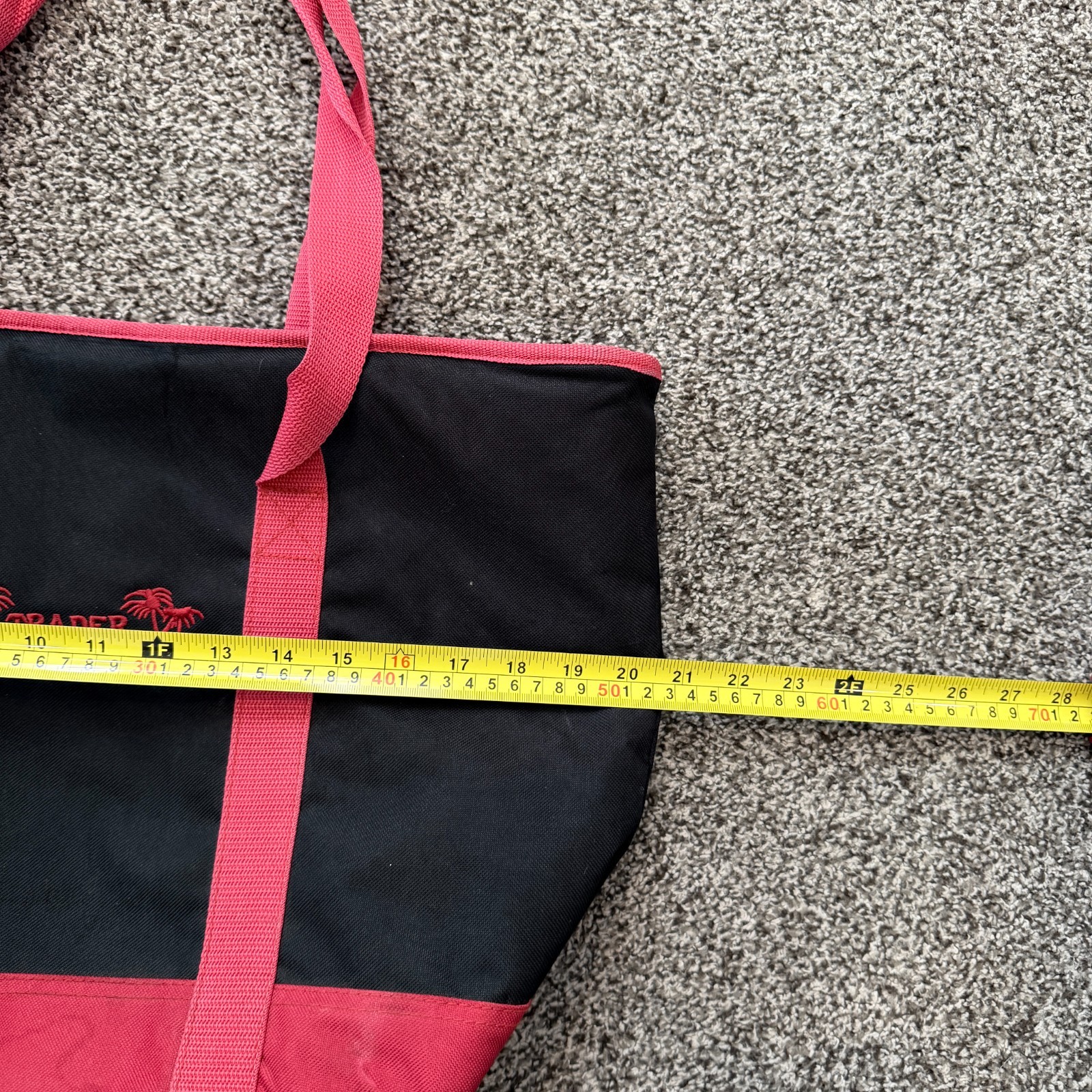 Trader Joe’s Black Red Insulated Large Cooler Tote Reusable Shopping Bag