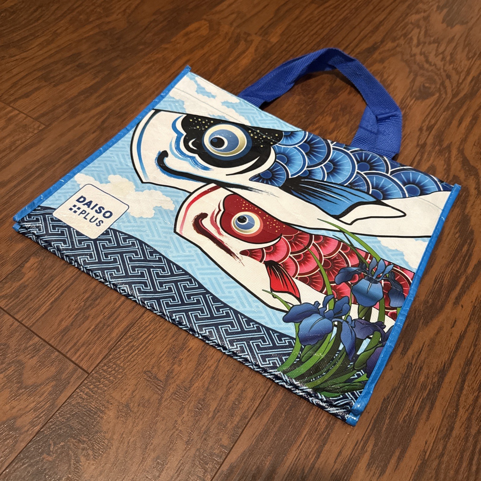 Koi Fish Orchid’s Reusable Grocery Shopping Tote Bag Medium 15x12x8″ Daiso Japan