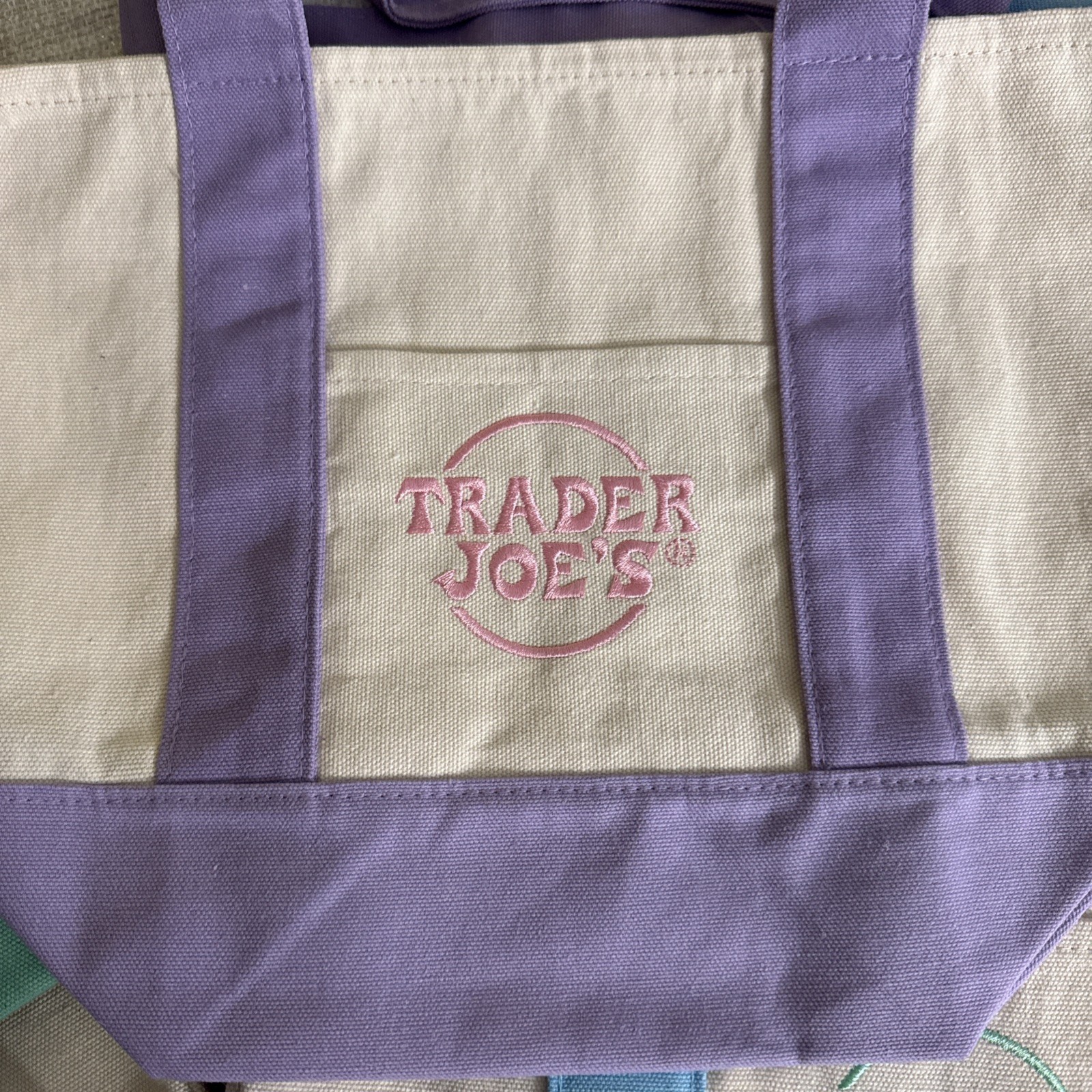 Trader Joe’s 2026 Mini Pastel Canvas Tote Bag Set Of 4 IN HAND READY TO SHIP!!!!