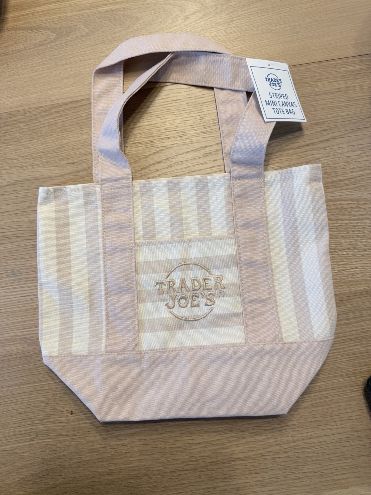 Viral Brand New Trader Joe’s Striped Mini Canvas Tote Bags All 4 Colors W/ Tags