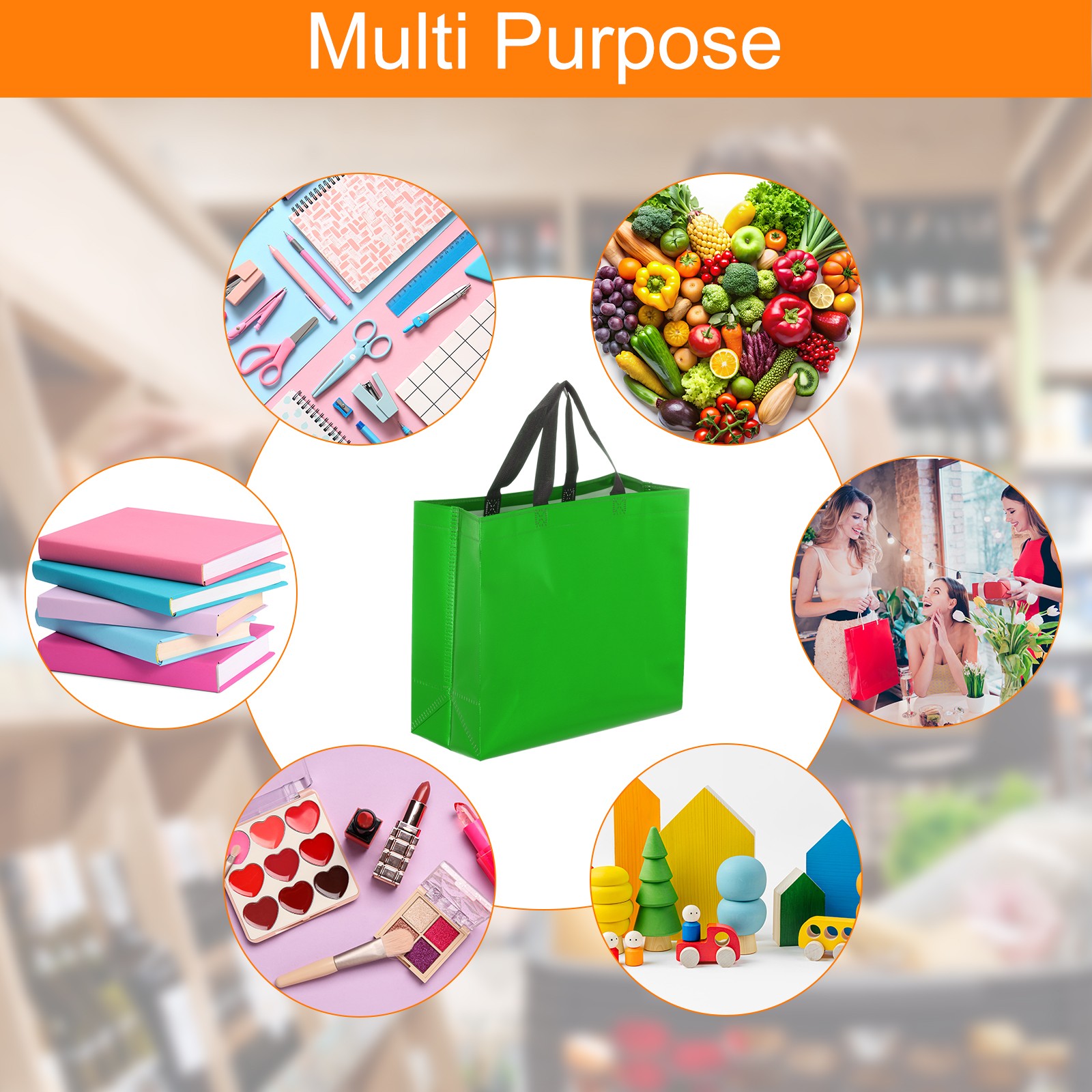 24Pcs Reusable Gift Bags with Handles 10.6 x 13 Inch Dark Green