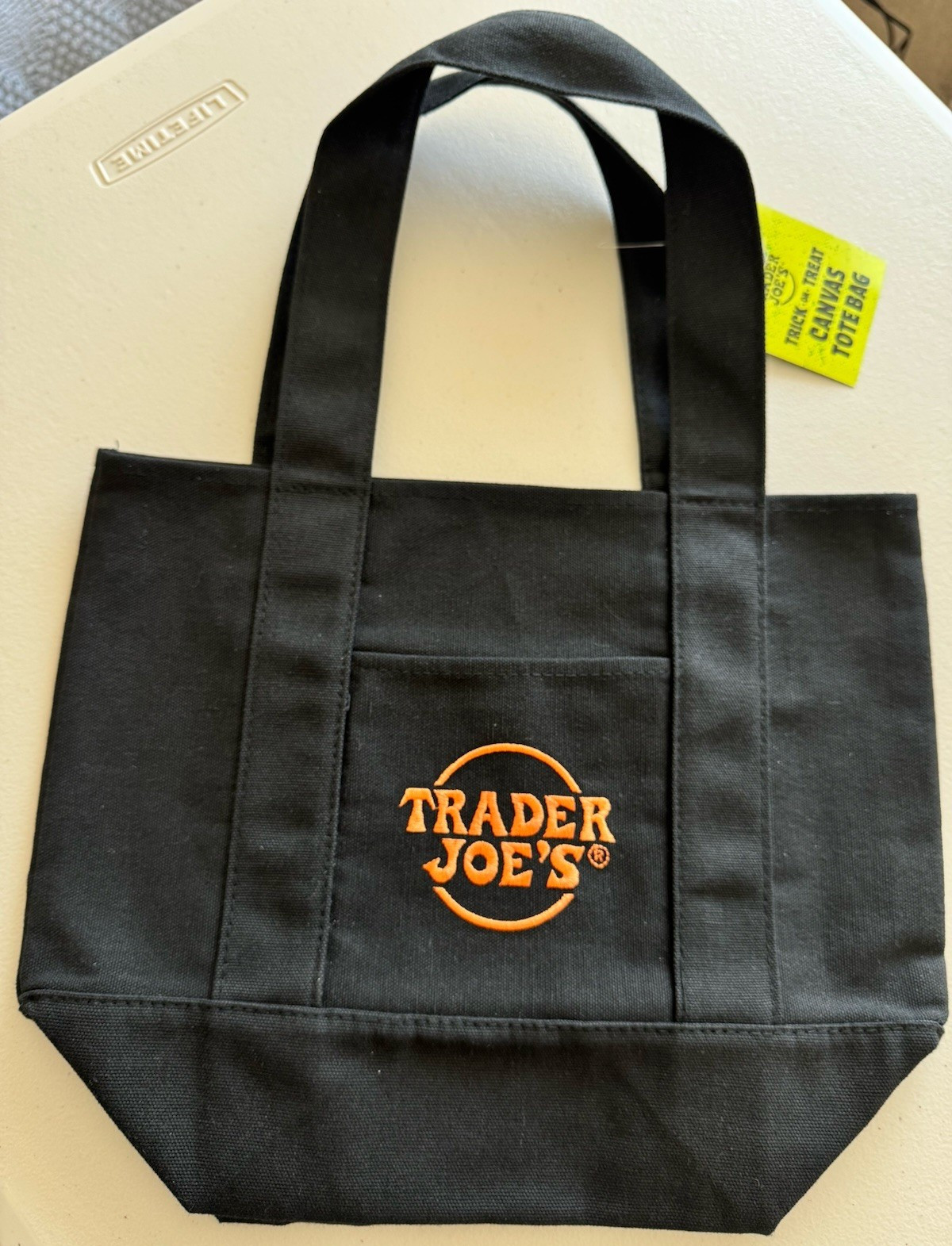 Trader Joe’s Mini Trick-or-Treat Black Canvas Tote Reusable Bag 13×11 in