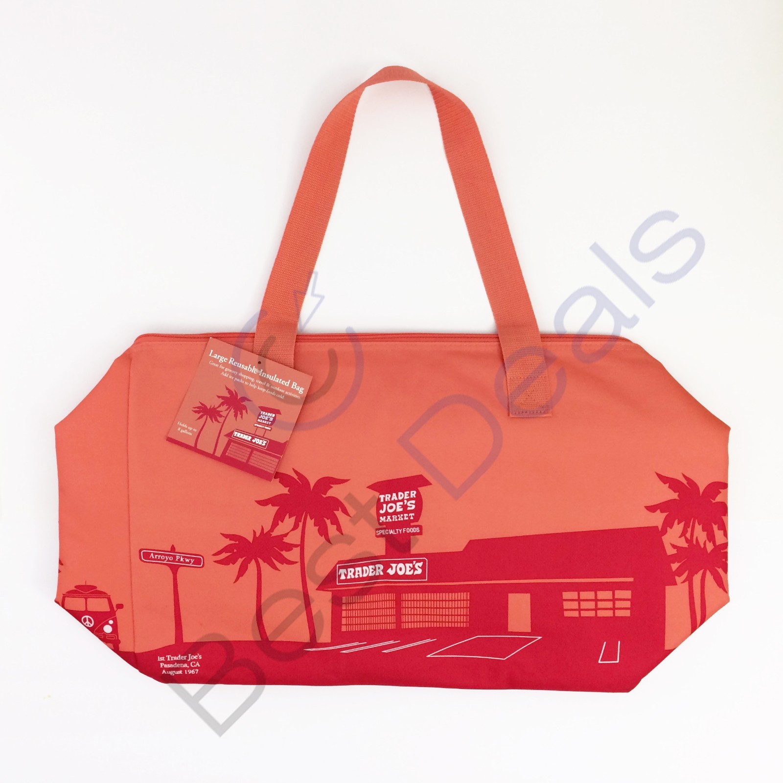 Trader Joe’s Large Insulated Reusable Shopping Tote Bag 8 Gal. Peach & Purple