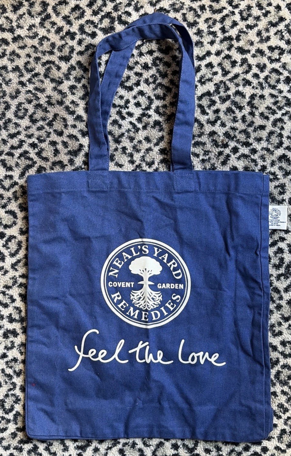 Neal’s Yard Remedies Organic Reuseable Cotton Tote Bag in navy blue