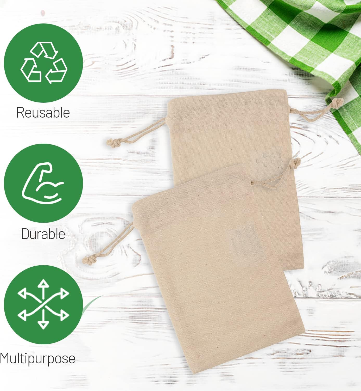 24 Pack Organic Cotton Muslin Bags | 4X6″ | Reusable Small Cloth Bag