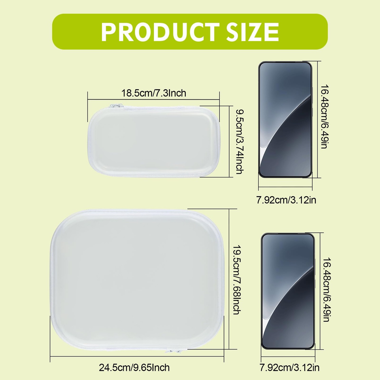 COCPOK 4PCS Clear Hard Shell Zipper Cases, Plastic Cosmetic Bag with