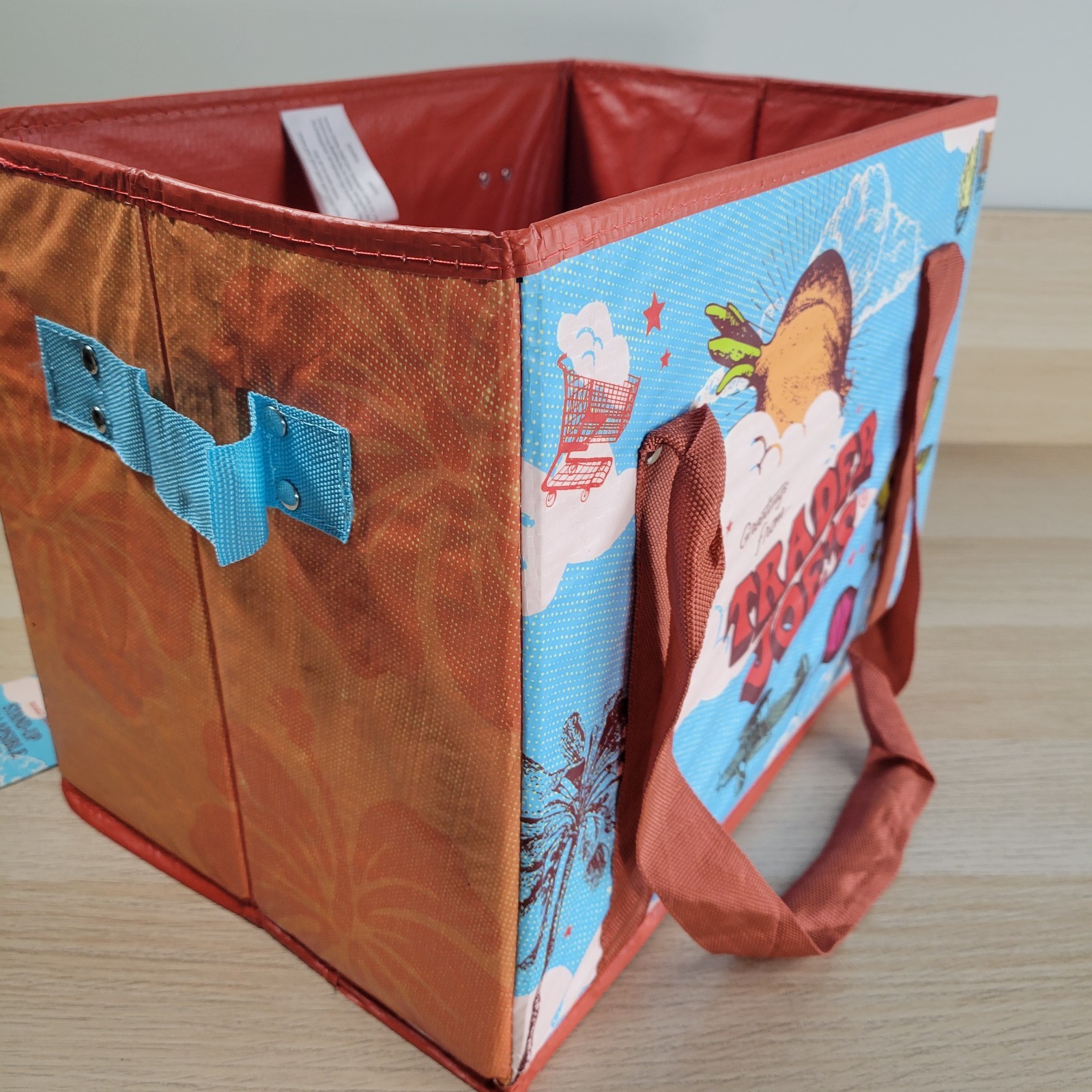 Trader Joes Stand Up Collapsible Reusable Grocery Tote Shopping Bag Moon NEW