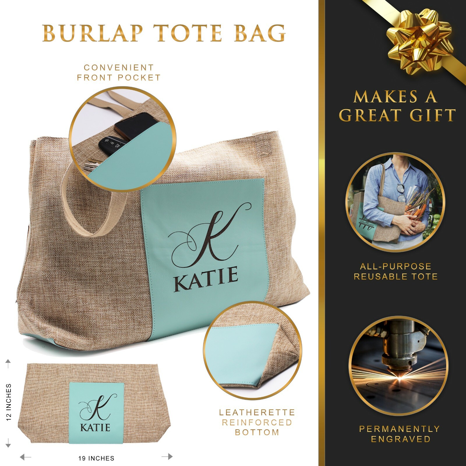 Personalized Reusable Large Grocery Tote Bag