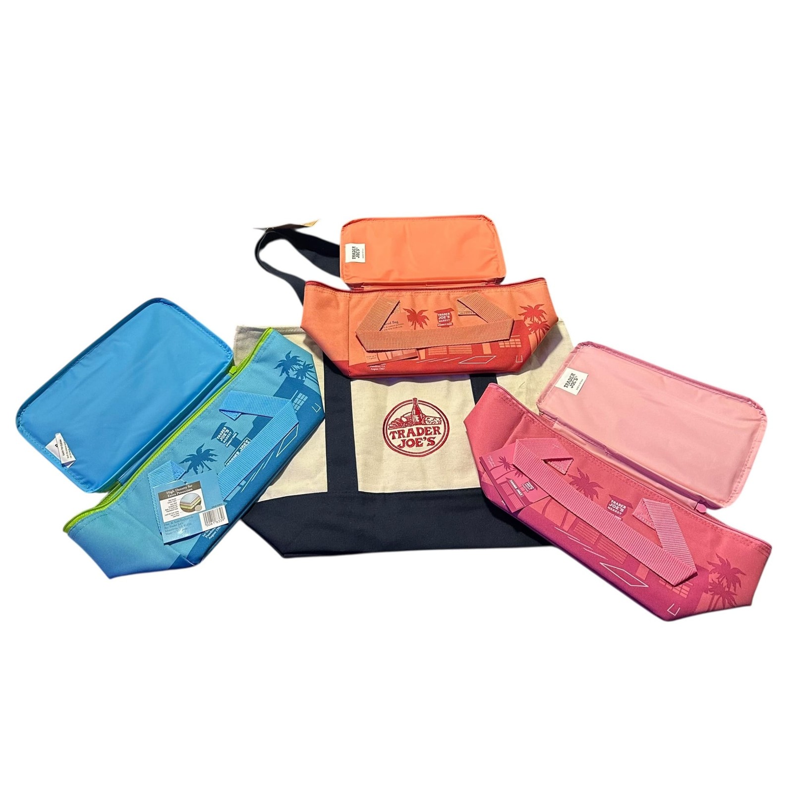 NWT Trader Joe’s Mini Cooler Bag Set of 3 w/ Full Size Canvas Tote Bonus