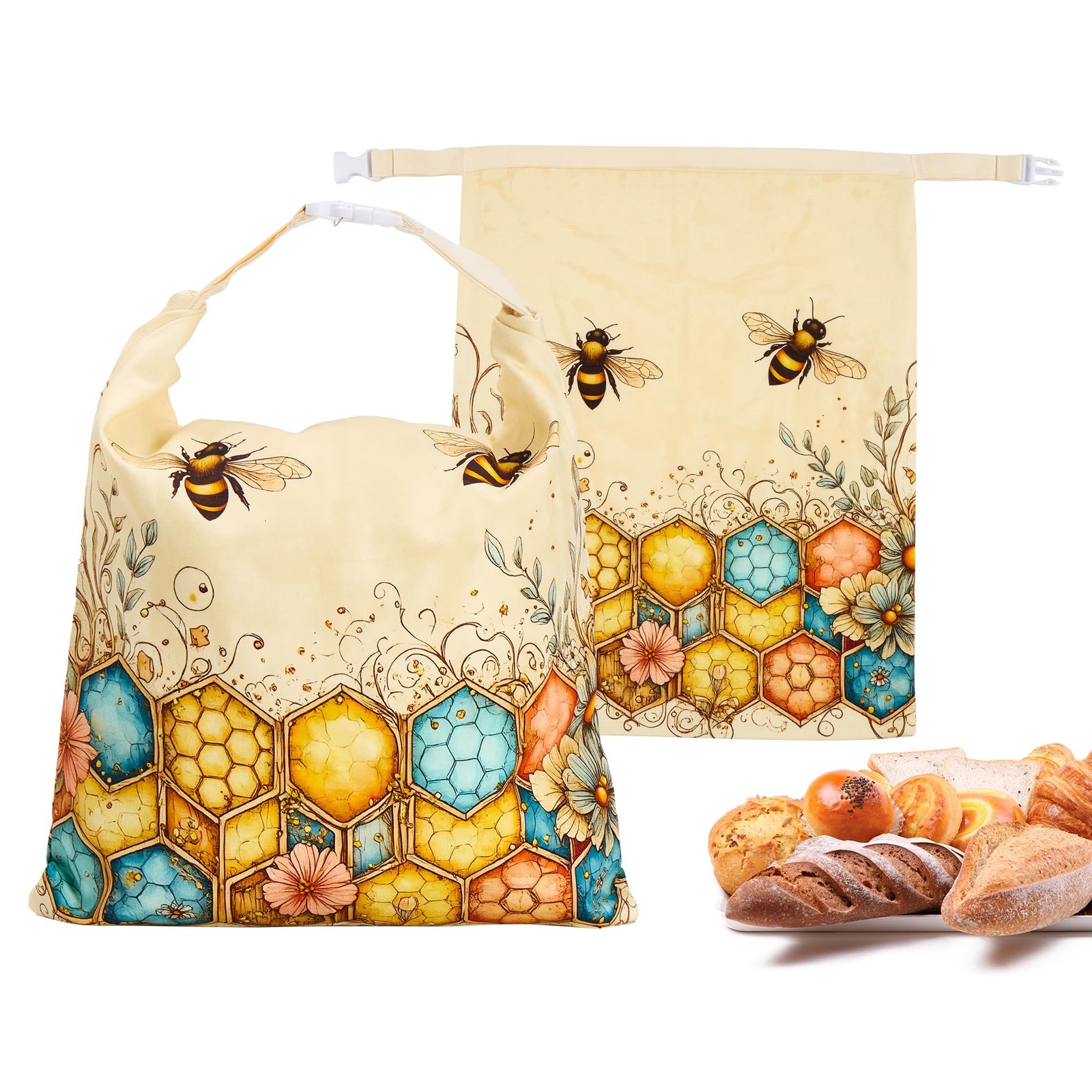 Beeswax Bread Bags for Homemade Sourdough, 2 Pack 13″W x 17″H, Yellow