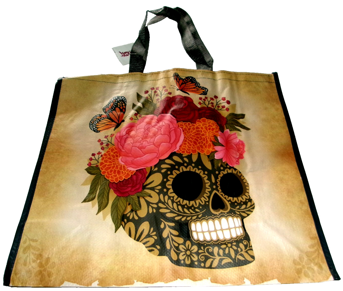 HALLOWEEN ~ Reusable Tote Bag~20″ X 18″ X 8″~ SUGAR SKULL By TJ Maxx