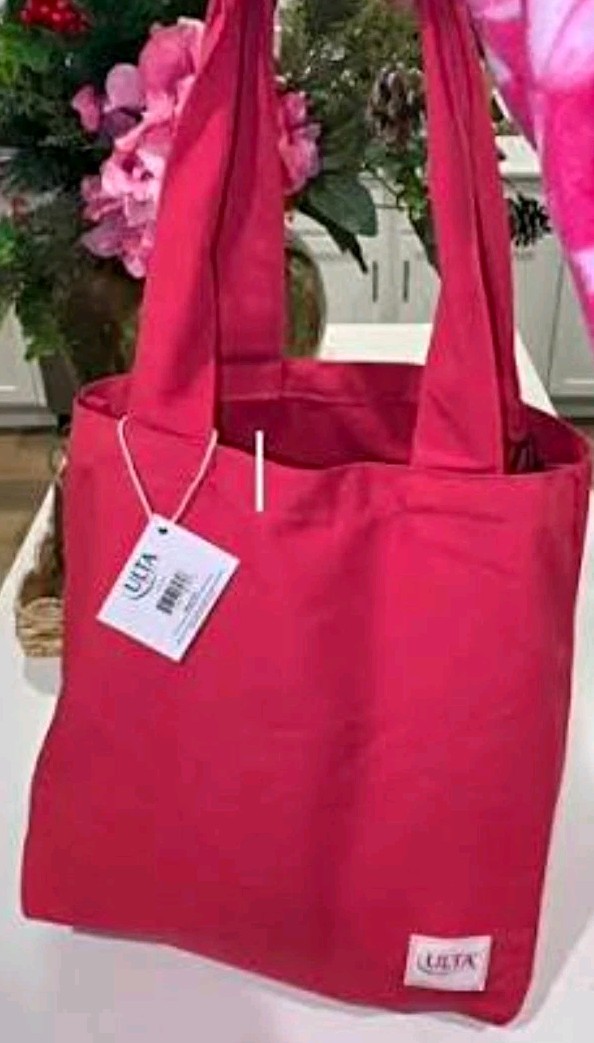 ULTA Beauty Conscious Beauty Reusable Red Polyester Tote Bag 5x14x8 Medium