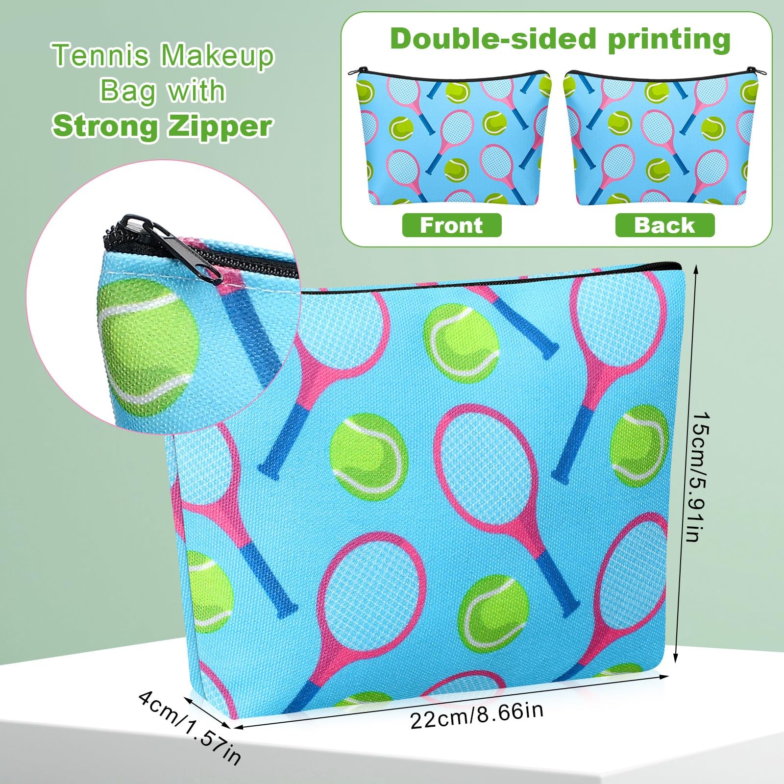 Bulyoou 10 Pcs Tennis Gifts for Women Ladies Sport Cosmetic Bag multicolor