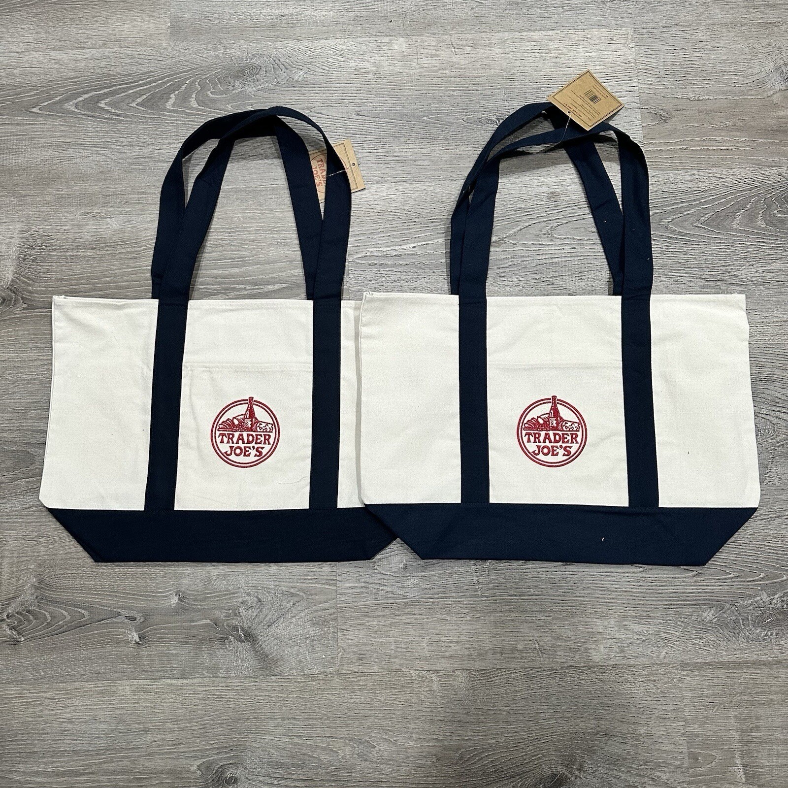 Trader Joe’s Reusable Canvas Eco Tote Bags (Heavy Duty) – 2 Bag Lot New w Tags