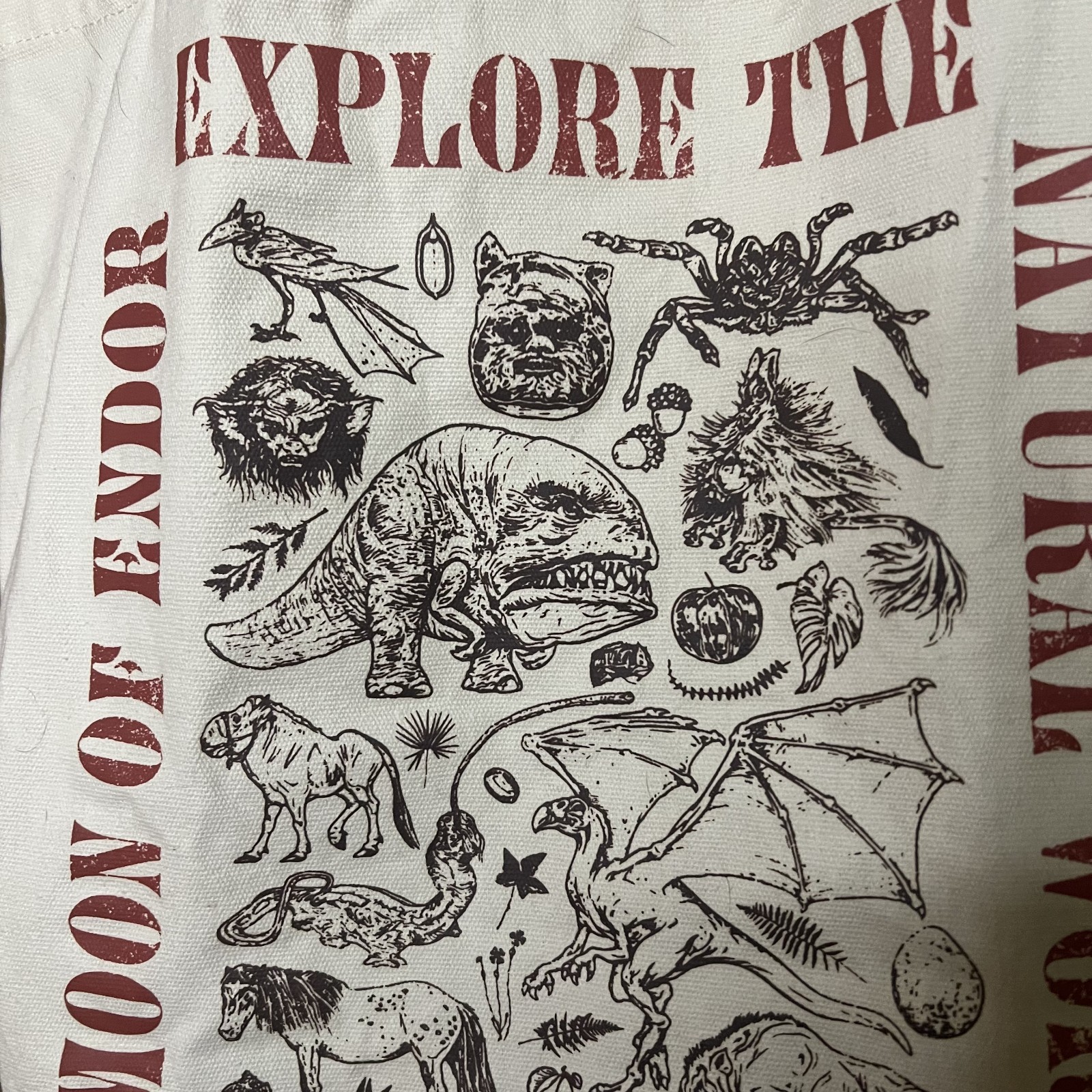 NWOT Star Wars Reusable Tote Bag Heroes & Villains Funny Explore Moon of Endor