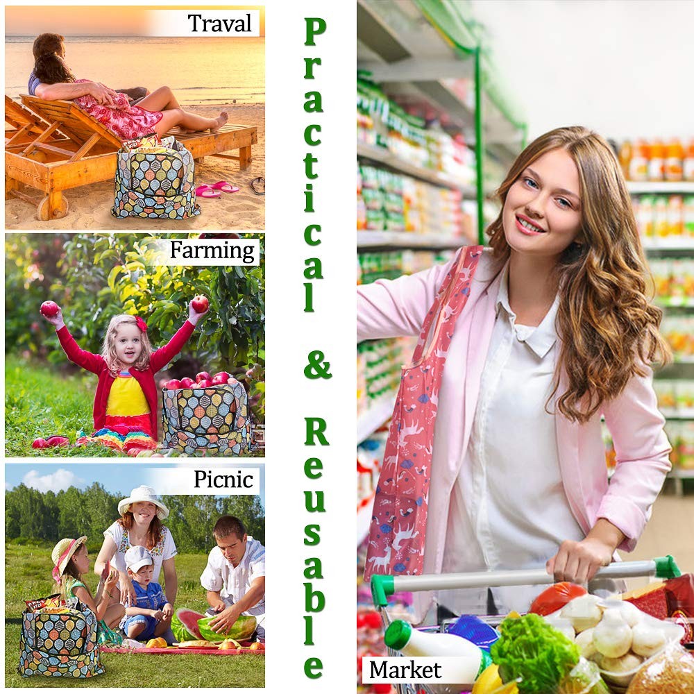 10 Pack Reusable Grocery Shopping Bags Foldable Shopping Bags Grocery Tote With
