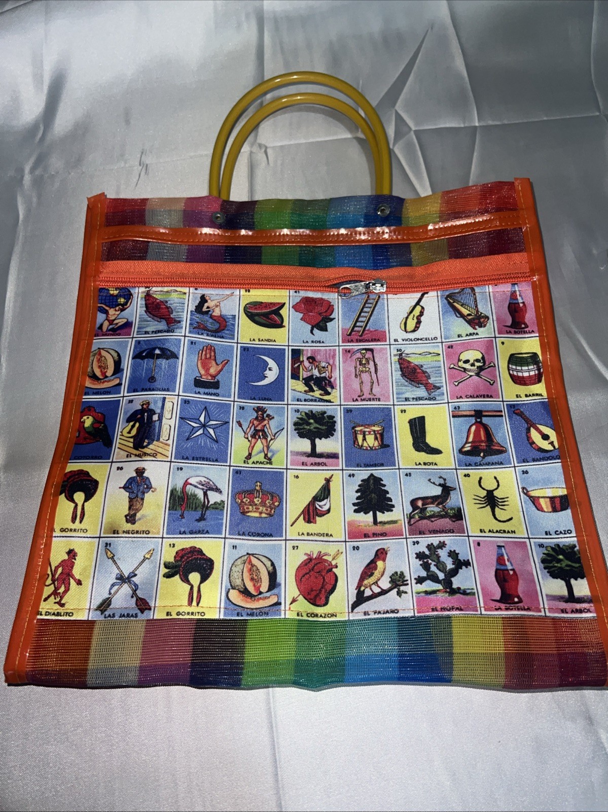 Loteria Reusable Mexican Market Mesh Bag Tote Bolsa De Mercado 16” Lot Of 4